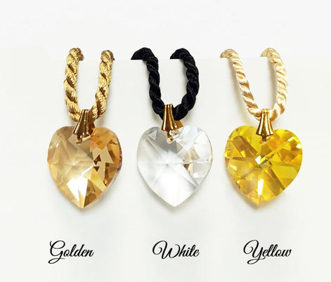 Swarovski Crystal Color Heart Necklace • 18K Gold Plated • Various Colors • Braided Colour Rope Necklace • Love Jewelry • Gift for Her