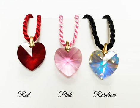 Swarovski Crystal Color Heart Necklace • 18K Gold Plated • Various Colors • Braided Colour Rope Necklace • Love Jewelry • Gift for Her