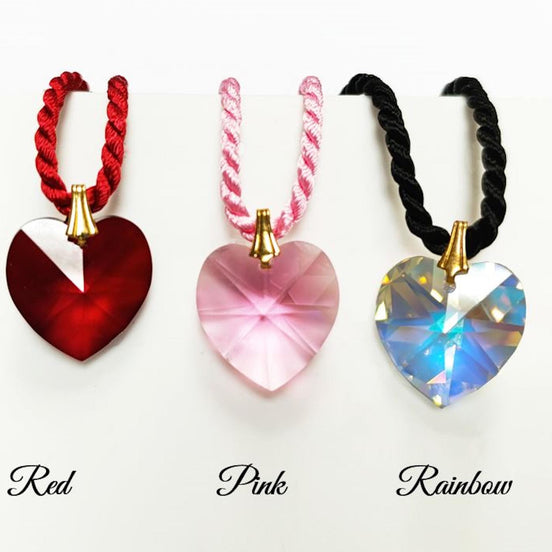 Swarovski Crystal Color Heart Necklace • 18K Gold Plated • Various Colors • Braided Colour Rope Necklace • Love Jewelry • Gift for Her