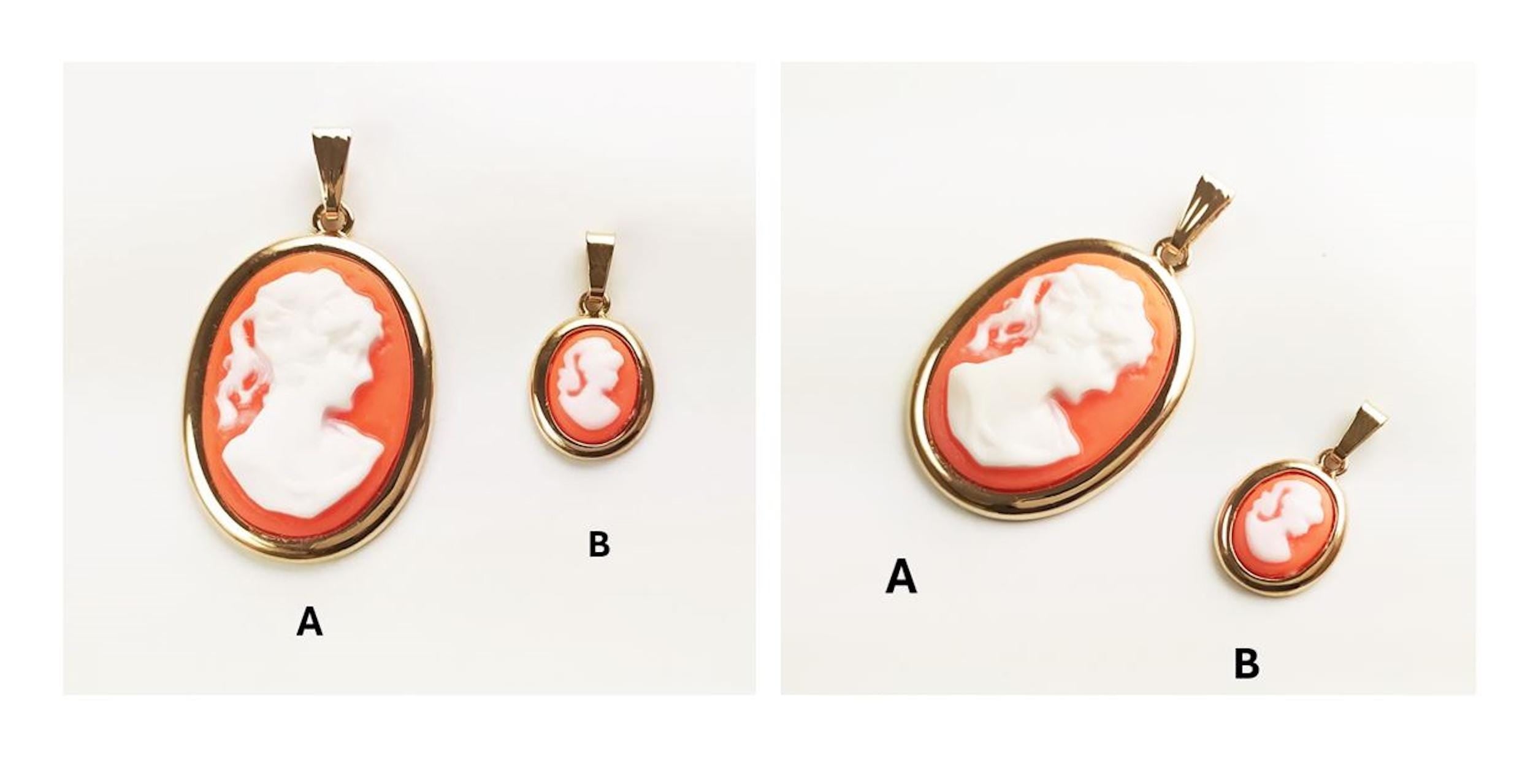 Vintage Cameo Earrings – 18K Gold Plated, Red Resin Woman Portrait, Victorian Studs