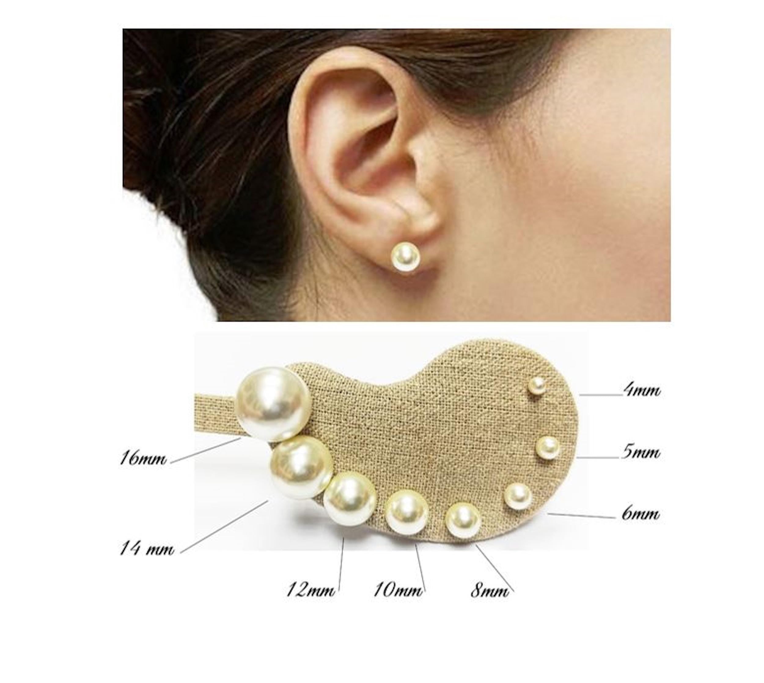 Pearl Stud Earrings, Gold White Pearls Classic Studs, 4, 5, 6, 7, 8, 10, 12, 14 or 16 mm, Ideal for Wedding or Everyday Wear