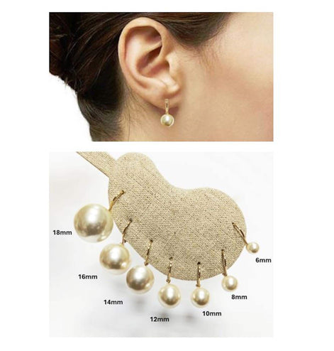 Classic White Pearl Drop Earrings by KRAMIKE • Timeless Gold-Plated lever back 6 to 18mm Pearls • Ideal for Weddings or Everyday Wear •KE050