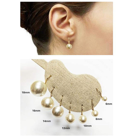 Classic White Pearl Drop Earrings by KRAMIKE • Timeless Gold-Plated lever back 6 to 18mm Pearls • Ideal for Weddings or Everyday Wear •KE050
