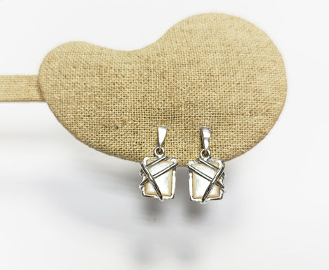 White Square Earrings, Sterling Silver, Mother of Pearl Shell - Modern Geometric Stone Jewelry, Filigree Earrings - Trending - Boho earring