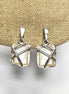 White Square Earrings, Sterling Silver, Mother of Pearl Shell - Modern Geometric Stone Jewelry, Filigree Earrings - Trending - Boho earring