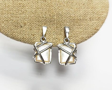 White Square Earrings, Sterling Silver, Mother of Pearl Shell - Modern Geometric Stone Jewelry, Filigree Earrings - Trending - Boho earring
