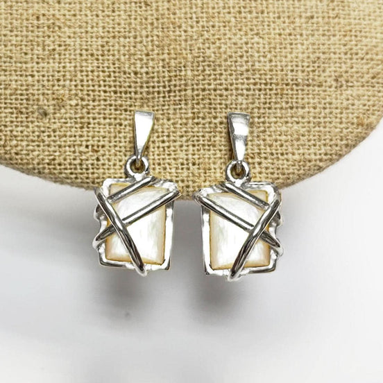 White Square Earrings, Sterling Silver, Mother of Pearl Shell - Modern Geometric Stone Jewelry, Filigree Earrings - Trending - Boho earring