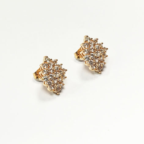 Radiant Cz Diamond Studs Cluster Earrings • 18K Gold Plated • Perfect Gift for Her • Statement Ideal Jewelry for Wedding or Special Occasion