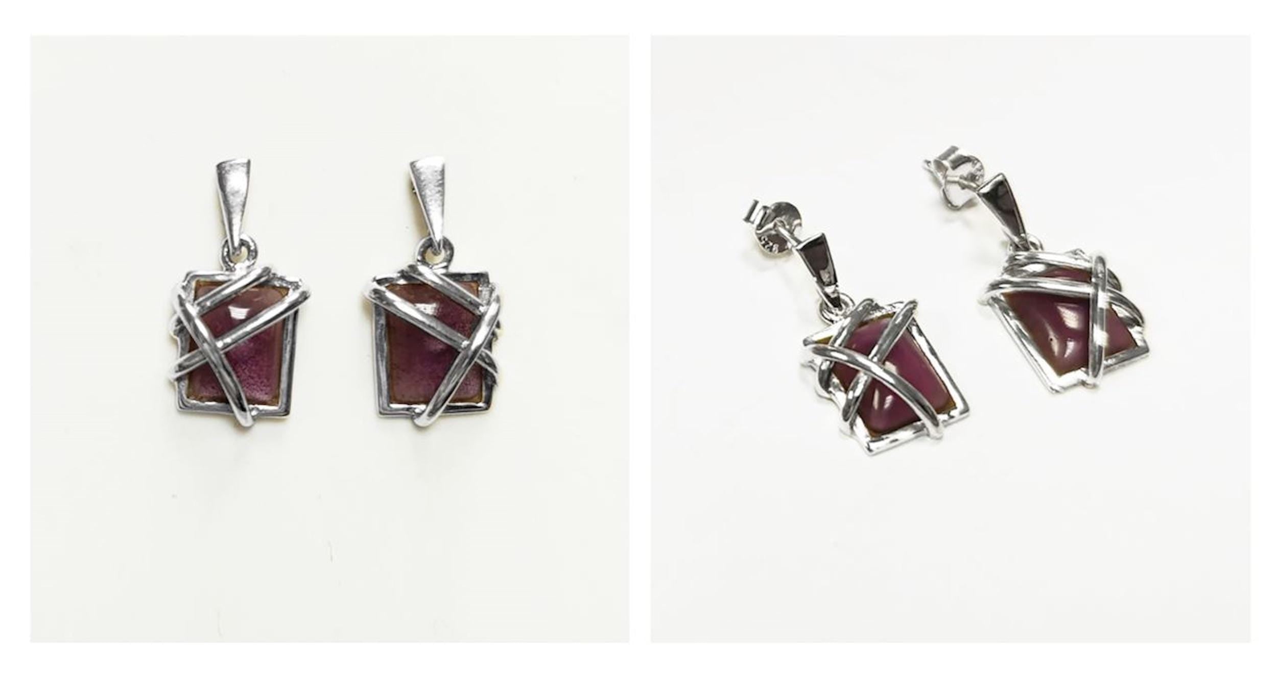 Amethyst Earrings, Sterling Silver, Square Purple Stone Earrings, Genuine Violet color Gemstone, Filigree Jewelry, Geometric Earrings