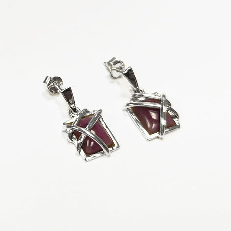 Amethyst Earrings, Sterling Silver, Square Purple Stone Earrings, Genuine Violet color Gemstone, Filigree Jewelry, Geometric Earrings