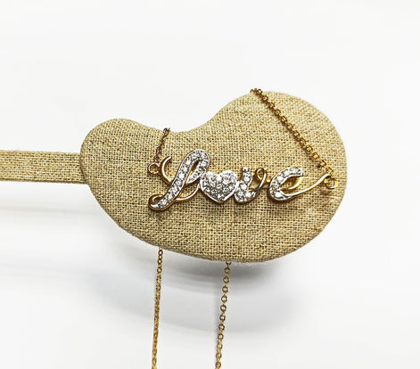 Gold Love Script Necklace, Romantic Gold-Plated Chain with Diamond Cz, Perfect Gift for Valentine's or Anniversary, for Girlfriend or Wife