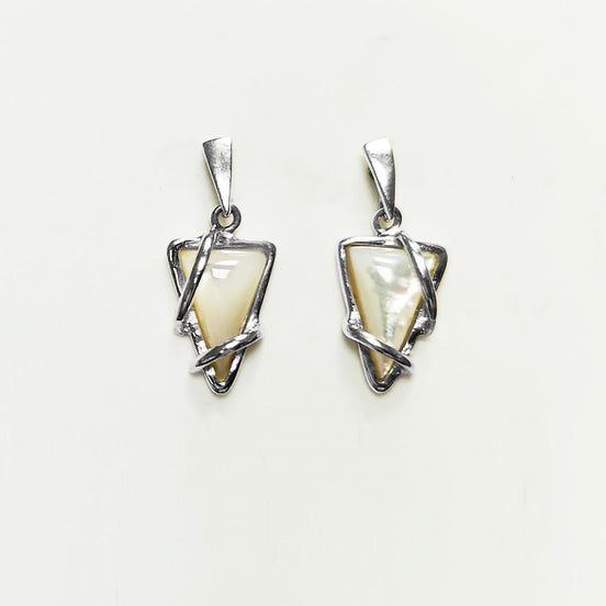 White Triangle Earrings, Sterling Silver, Modern Geometric Stone Jewelry, Genuine Mother of Pearl Shell, Women Gift, Point Earrings