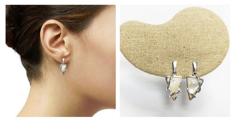 White Triangle Pendant, Sterling Silver, GENUINE White Mother of Pearl Shell, Geometric Style Necklace, Modern Jewelry