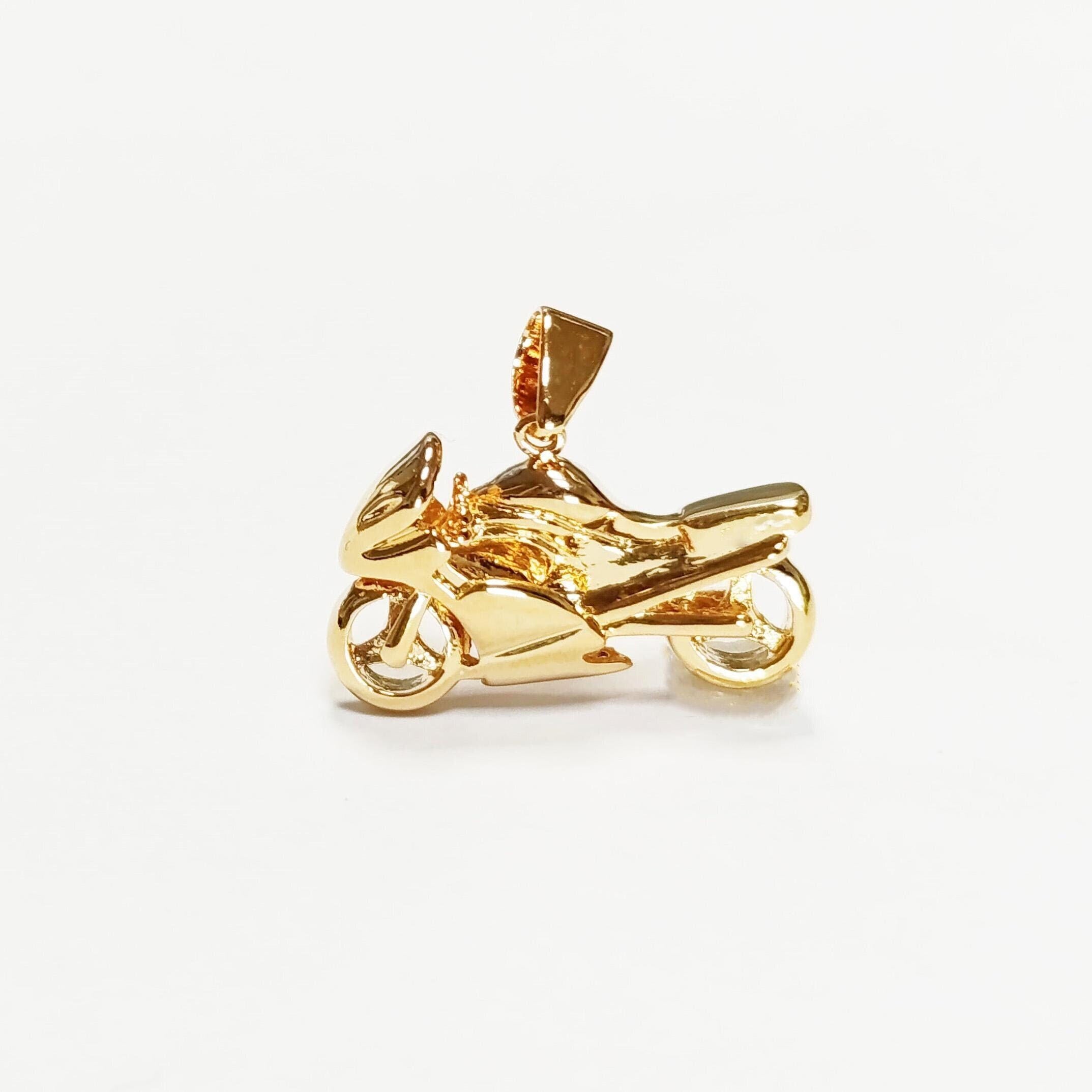 Motorcycle Pendant, 18K gold-plated Modern Motorbike Necklace Charm, Sport Super-bike Fanatics Motorcyclist Jewelry Racing Moto Biker Gifts