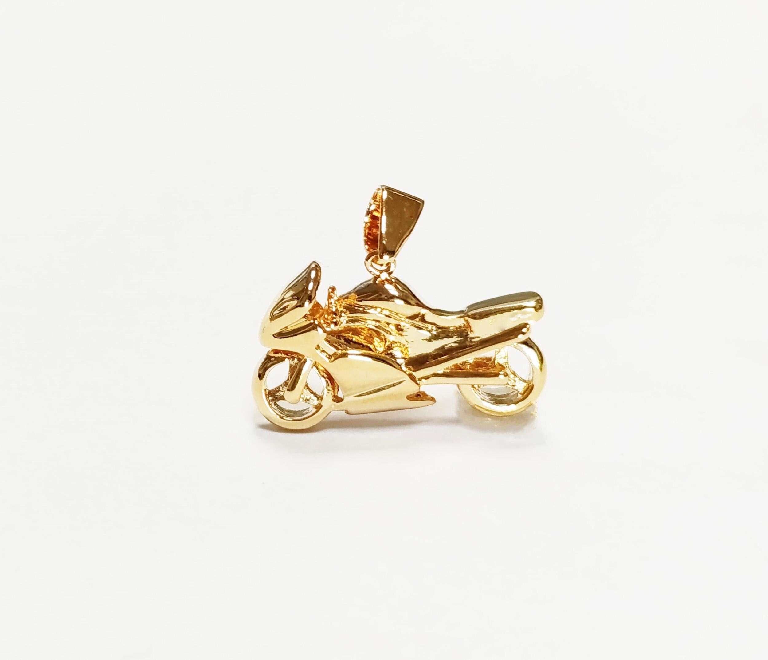 Motorcycle Pendant, 18K gold-plated Modern Motorbike Necklace Charm, Sport Super-bike Fanatics Motorcyclist Jewelry Racing Moto Biker Gifts