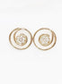 Golden Spiral Earrings, Genuine 18K Gold Plated, white Sparkling Cz stones, Coil Design Stud Earrings, Modern Swirl Loop Design Jewelry.