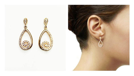 Gold Spiral Teardrop Earrings by KRAMIKE • Luxe Diamond Cz Detailing • Perfect for Glam Nights Out or Bridal Jewelry • Elegant Gift for Her