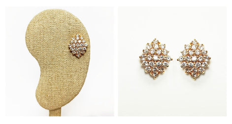 Radiant Cz Diamond Studs Cluster Earrings • 18K Gold Plated • Perfect Gift for Her • Statement Ideal Jewelry for Wedding or Special Occasion