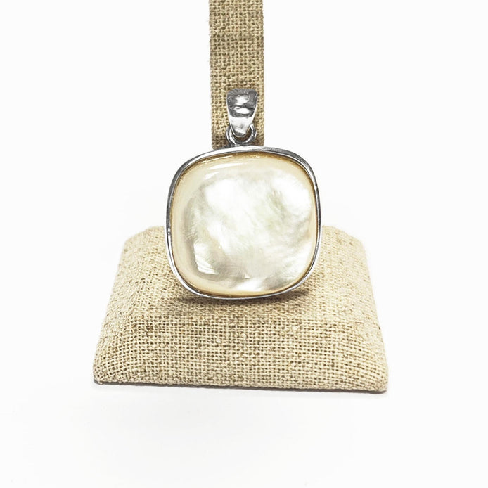 Contemporary Square Pendant - Sterling Silver Pendant - Mother of Pearl - Filigree - shabby chic pendant - Unique Pendant - design Pendant