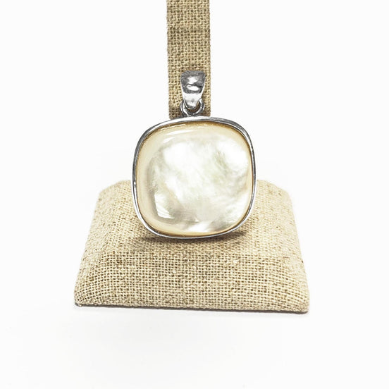 Contemporary Square Pendant - Sterling Silver Pendant - Mother of Pearl - Filigree - shabby chic pendant - Unique Pendant - design Pendant