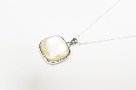 Contemporary Square Pendant - Sterling Silver Pendant - Mother of Pearl - Filigree - shabby chic pendant - Unique Pendant - design Pendant