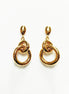 Double gold hoop earrings • Modern 18K gold-plated drop earrings • Interlocking hoops