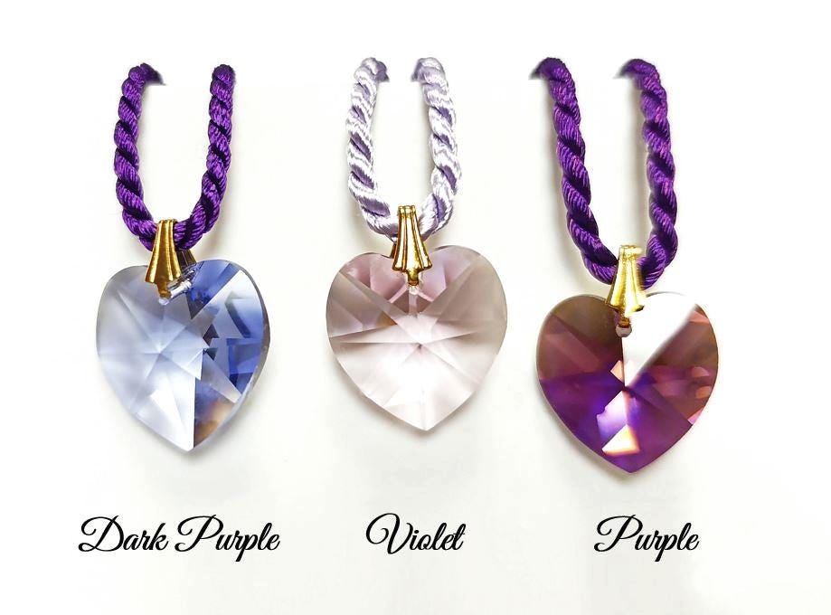 Swarovski Crystal Color Heart Necklace • 18K Gold Plated • Various Colors • Braided Colour Rope Necklace • Love Jewelry • Gift for Her