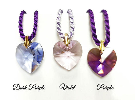 Swarovski Crystal Color Heart Necklace • 18K Gold Plated • Various Colors • Braided Colour Rope Necklace • Love Jewelry • Gift for Her