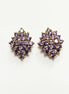 Radiant Amethyst Studs Cluster Earrings • 18K Gold Plated Purple Cz Stones • Perfect Gift for Her • Statement Jewelry for Special Occasion