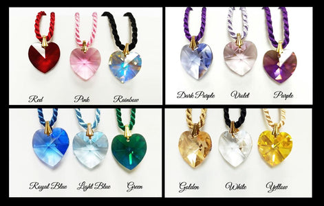 Swarovski Crystal Color Heart Necklace • 18K Gold Plated • Various Colors • Braided Colour Rope Necklace • Love Jewelry • Gift for Her