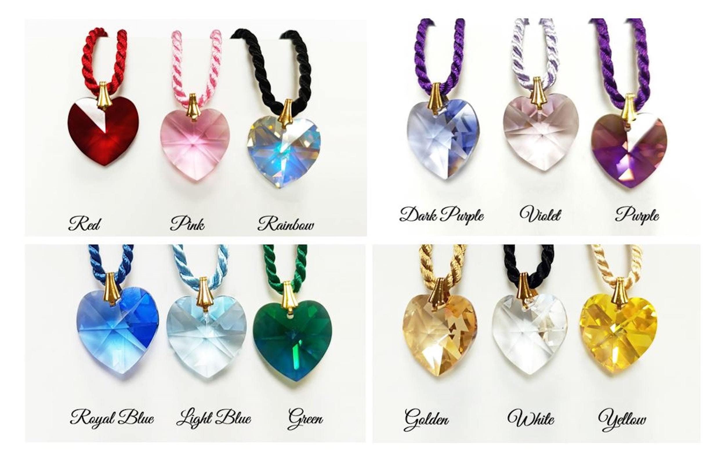 Swarovski Crystal Color Heart Necklace • 18K Gold Plated • Various Colors • Braided Colour Rope Necklace • Love Jewelry • Gift for Her