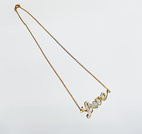 Gold Love Script Necklace, Romantic Gold-Plated Chain with Diamond Cz, Perfect Gift for Valentine's or Anniversary, for Girlfriend or Wife