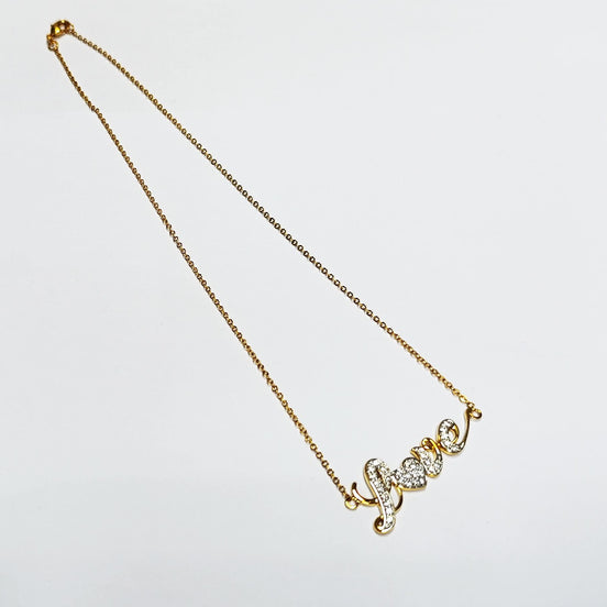 Gold Love Script Necklace, Romantic Gold-Plated Chain with Diamond Cz, Perfect Gift for Valentine's or Anniversary, for Girlfriend or Wife