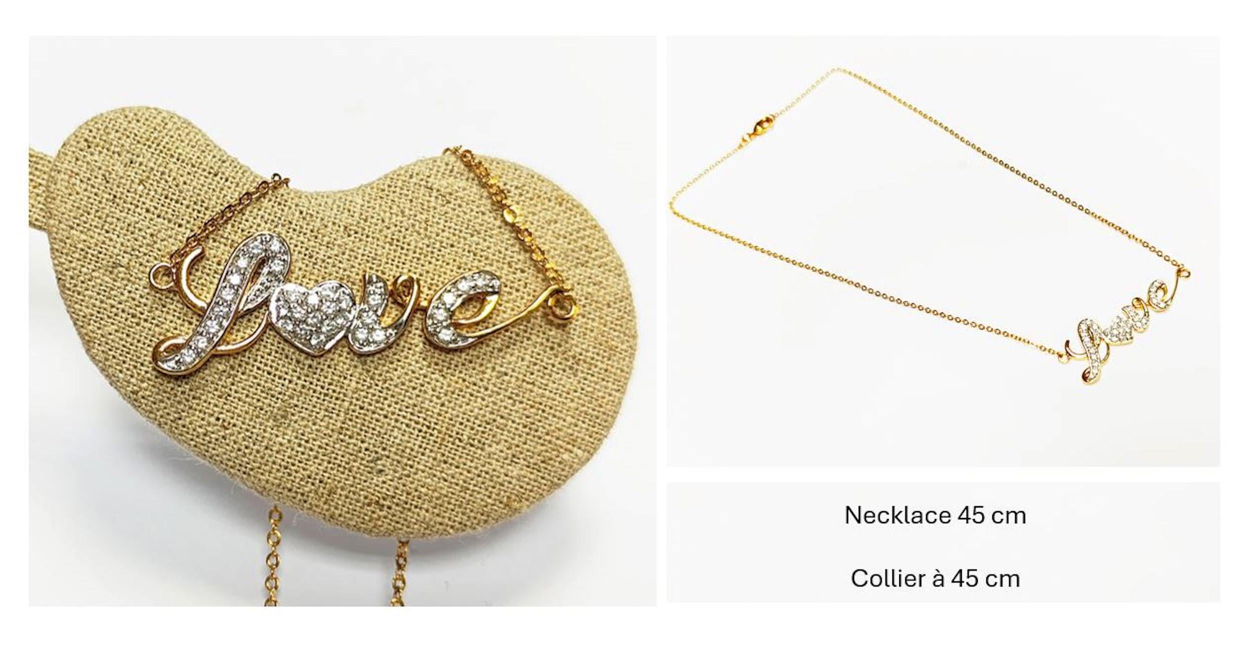 Gold Love Script Necklace, Romantic Gold-Plated Chain with Diamond Cz, Perfect Gift for Valentine's or Anniversary, for Girlfriend or Wife