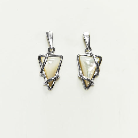 Mother of Pearl Pendant & Earrings Set by KRAMIKE • Sterling Silver with Geometric Design • Perfect for Elegant Daily Wear or Gifting •KS048