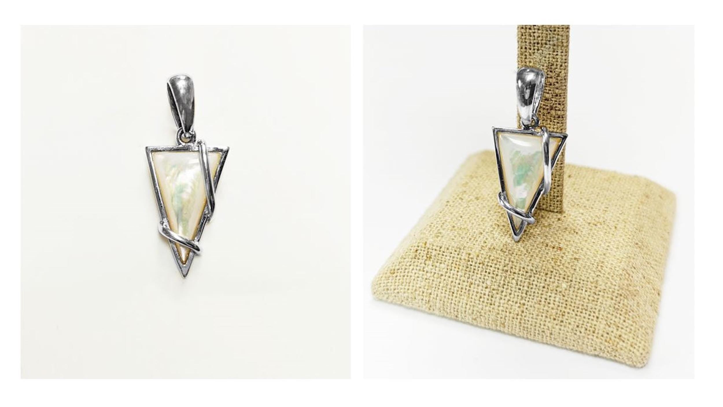 White Triangle Earrings, Sterling Silver, Modern Geometric Stone Jewelry, Genuine Mother of Pearl Shell, Women Gift, Point Earrings
