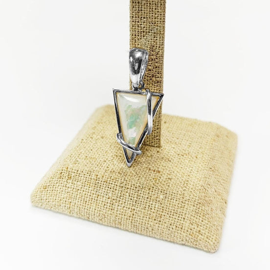 White Triangle Pendant, Sterling Silver, GENUINE White Mother of Pearl Shell, Geometric Style Necklace, Modern Jewelry