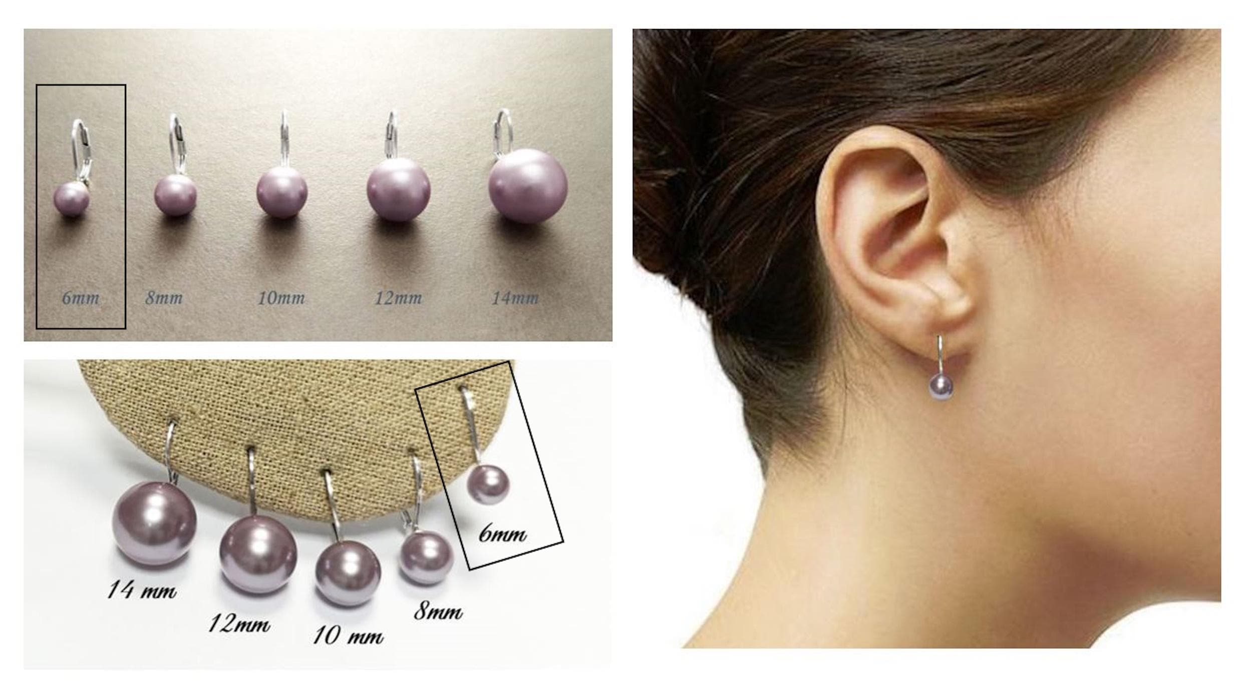 Purple Shell Pearl Drop Earrings • Sterling Silver Leverback