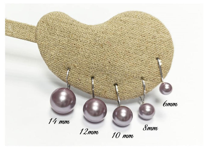 Purple Shell Pearl Drop Earrings • Sterling Silver Leverback