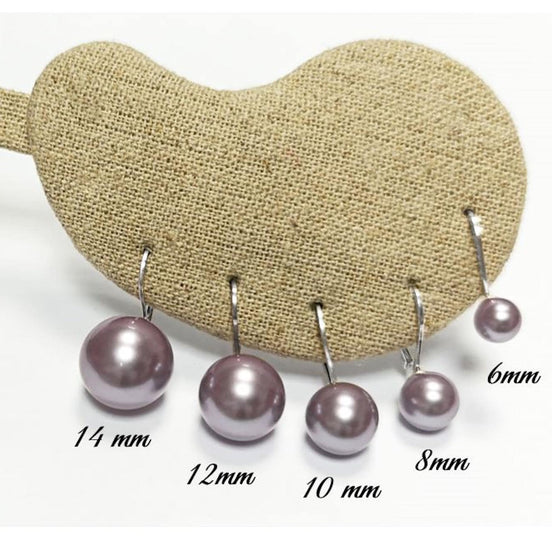 Purple Shell Pearl Drop Earrings • Sterling Silver Leverback