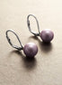 8 mm GENUINE Purple Shell Pearl Earrings, Sterling Silver, Lever Back Earrings, Minimalist, Pearl Jewelry, Prom, Wedding, Bridesmaids Gifts