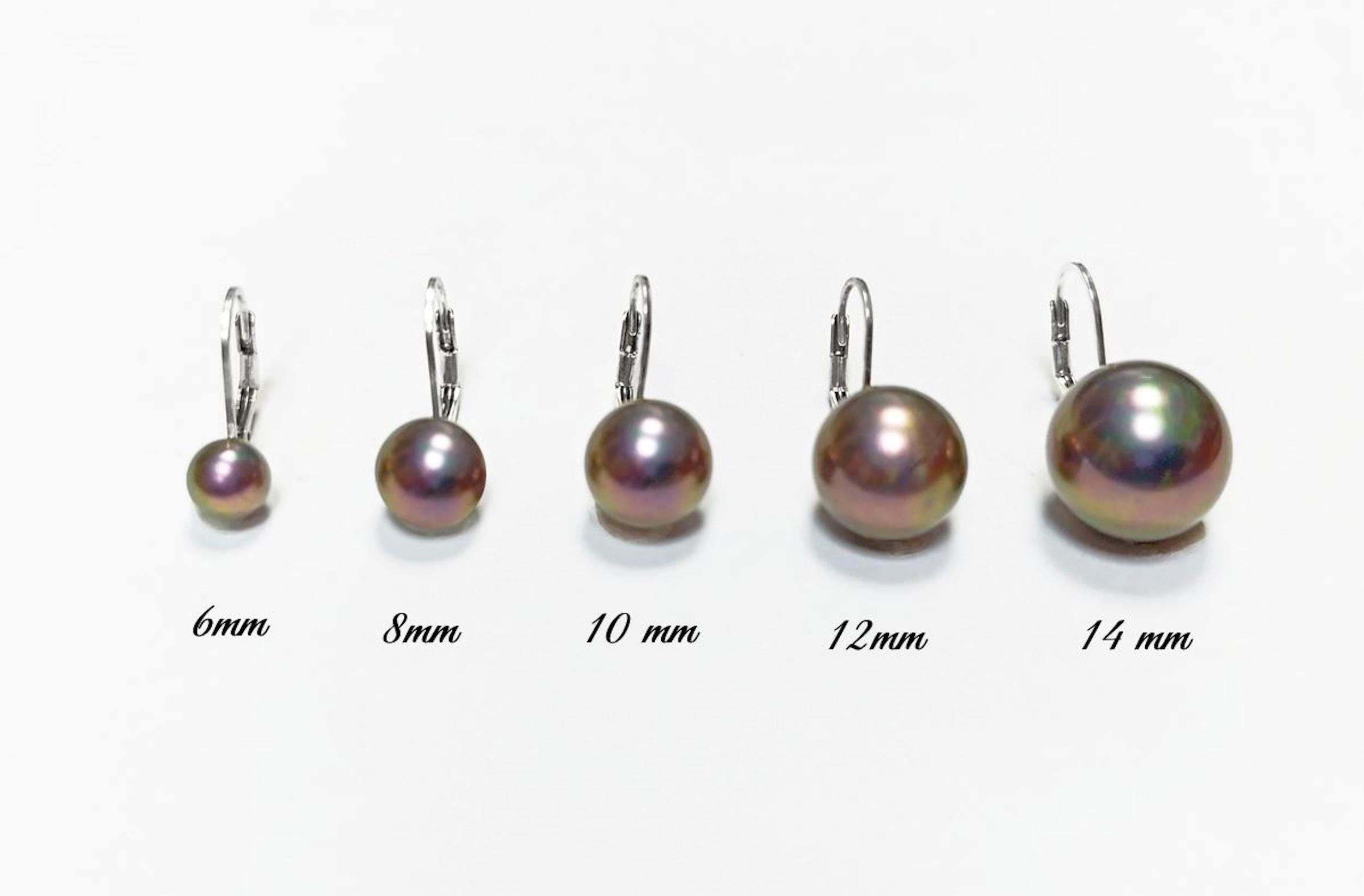 Tahitian Gray Pearl Drop Earrings • Sterling Silver Leverback, Handmade