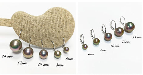 Tahitian Gray Pearl Drop Earrings • Sterling Silver Leverback, Handmade