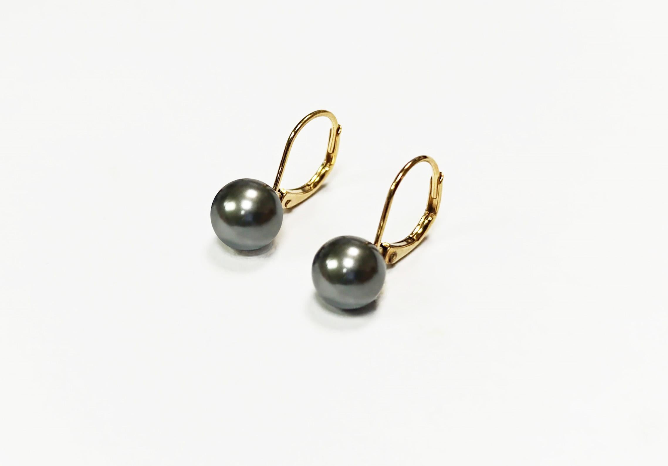Classic Gray Pearl Drop Earrings by KRAMIKE • Timeless Gold-Plated lever back 6 to 18mm Pearls • Ideal for Weddings or Everyday Wear •KE050