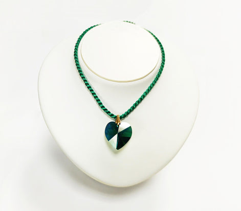 Necklace Crystal Love Heart Swarovski Color • 18K Gold Plated • Various Colors • Braided Colour Rope Necklace • Love Jewelry • Gift for Her