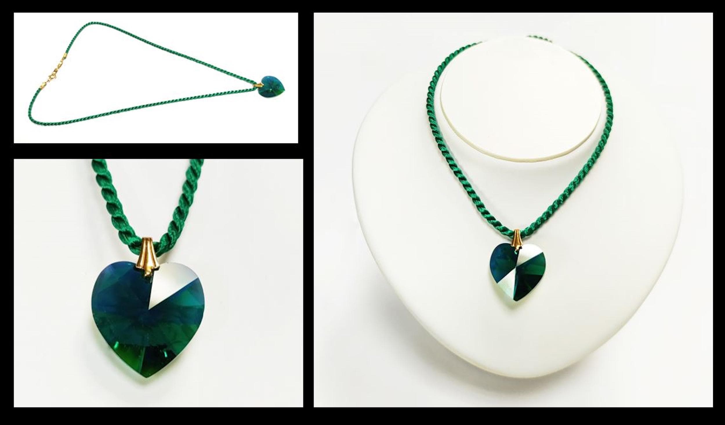 Necklace Crystal Love Heart Swarovski Color • 18K Gold Plated • Various Colors • Braided Colour Rope Necklace • Love Jewelry • Gift for Her