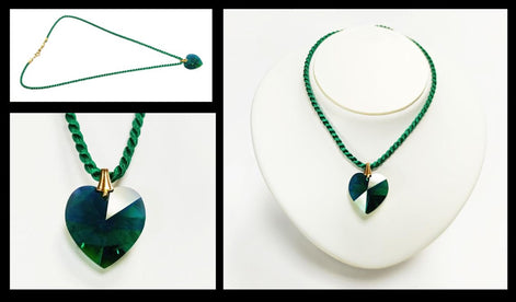 Necklace Crystal Love Heart Swarovski Color • 18K Gold Plated • Various Colors • Braided Colour Rope Necklace • Love Jewelry • Gift for Her