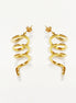 Drop Spiral earrings golden with 18K genuine gold plated, Long Spiral, Swirl Earrings, Dangle pendant earrings, Long Dangle Earrings Plated