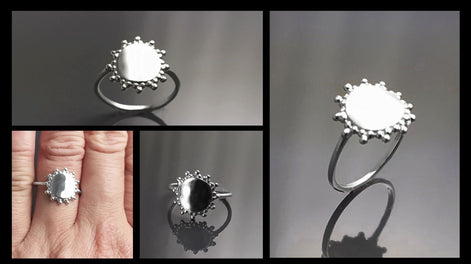 Shinning Sun Ring, Sterling Silver, Sun Round Ring, Dainty Sunflower Ring, Engraving Ring, Personalized Engravable Ring, Initial Name Ring