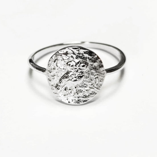 Ancient Owl Coin Ring 925 Sterling silver • Antique Nature Inspired Jewelry • Symbolic Ring for Wisdom & Knowledge • Gift for Him or Her